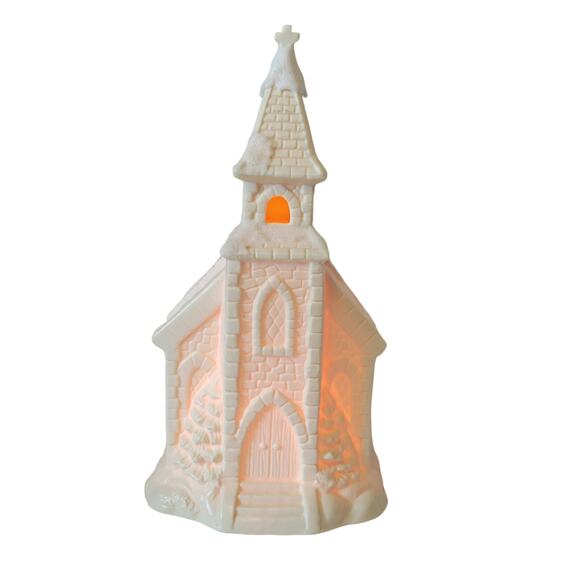 Enesco Christmas Village Church Lighted Decoration Village Glowing Light Vintage - Picture 2 of 16